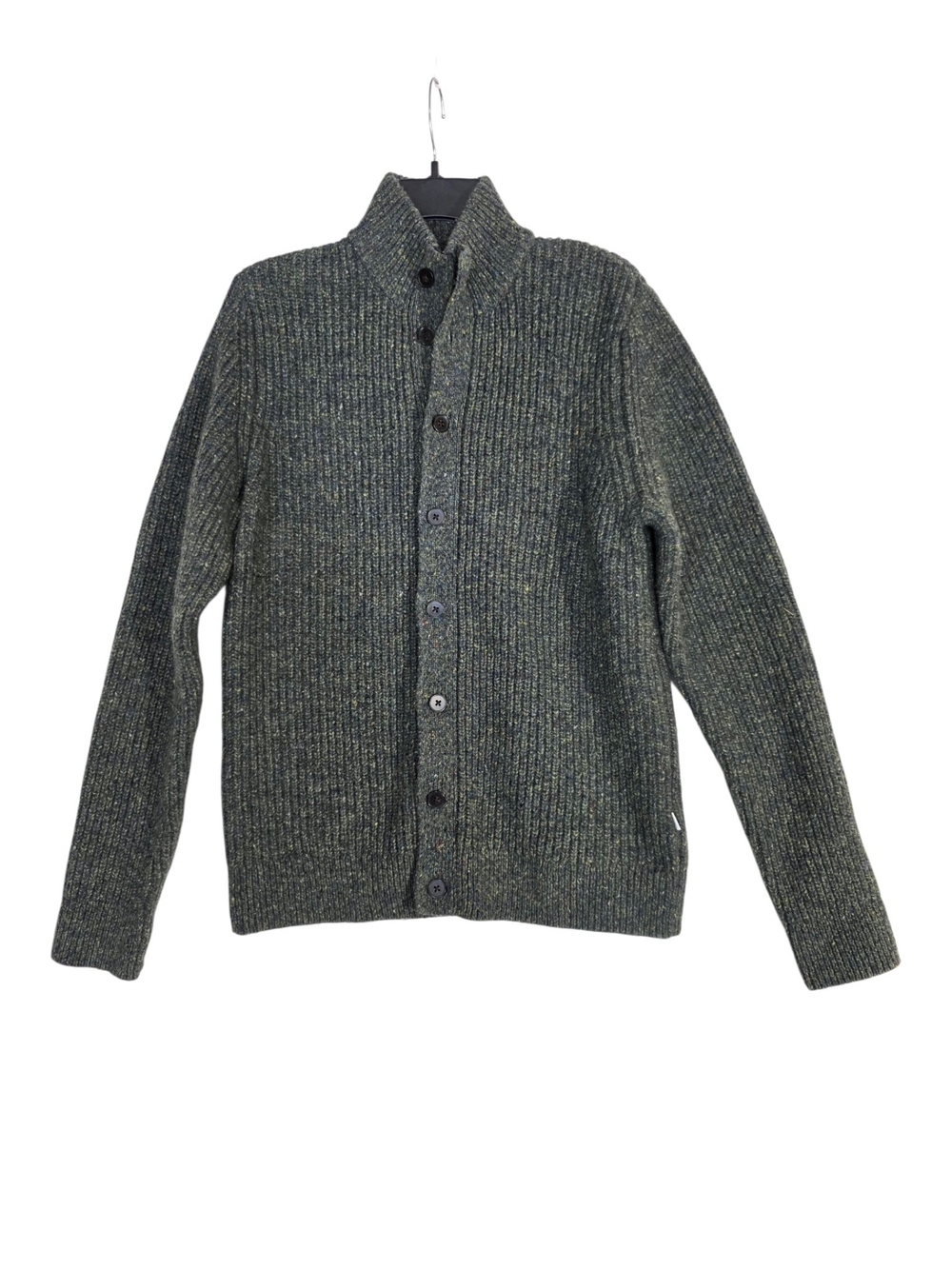Frank & Oak LambsWool Women's Ribbed Button-Front Cardigan — Heathered Green